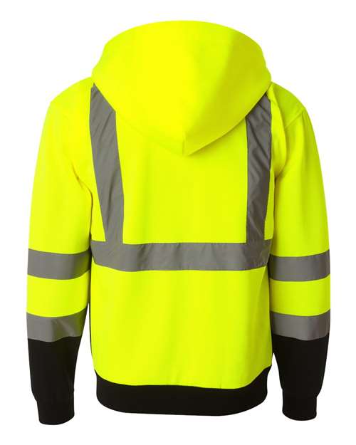 Unisex Hi-Vis Full-Zip Hooded Sweatshirt